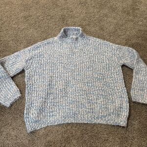 Sadie & Sage Soft Cable Knit Chunky Sweater Pullover Mock Neck Fuzzy Babaa‎ M/L